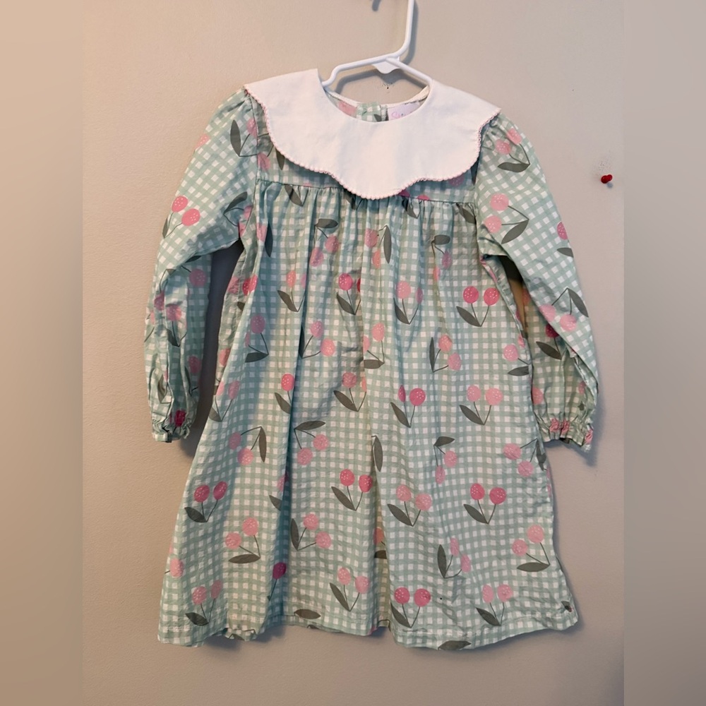 Stitchy Fish Floral Gingham Long Sleeve Dress